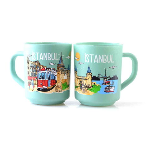 Istanbul Themed Colored Glass Mug - 10