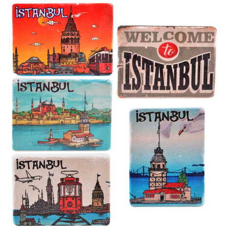 Istanbul Themed Customised Stone Fridge Magnet 60x45 mm - 2