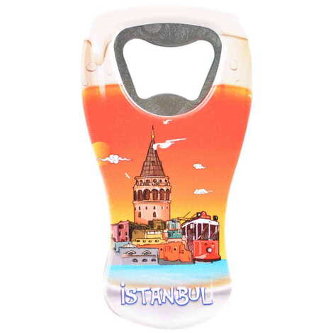 Istanbul Themed Customised UV Printed Beer Glass Shape Plastic Base Bottle Opener 52x97 mm - 6