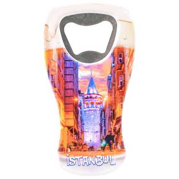 Istanbul Themed Customised UV Printed Beer Glass Shape Plastic Base Bottle Opener 52x97 mm - 8