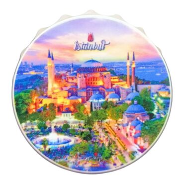 Istanbul Themed Customised UV Printed Bottle Cap Shaped Plastic Base Bottle Opener 58x15 mm - 4