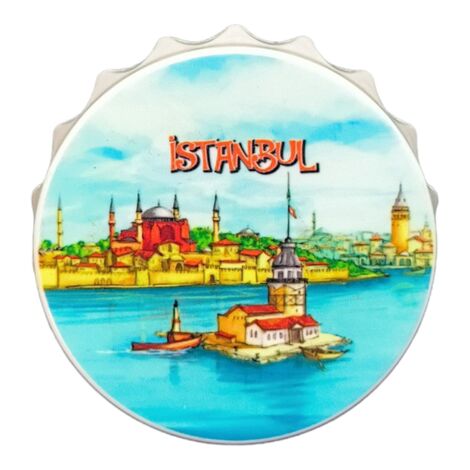 Istanbul Themed Customised UV Printed Bottle Cap Shaped Plastic Base Bottle Opener 58x15 mm - 5