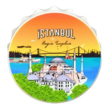 Istanbul Themed Customised UV Printed Bottle Cap Shaped Plastic Base Bottle Opener 58x15 mm - 7