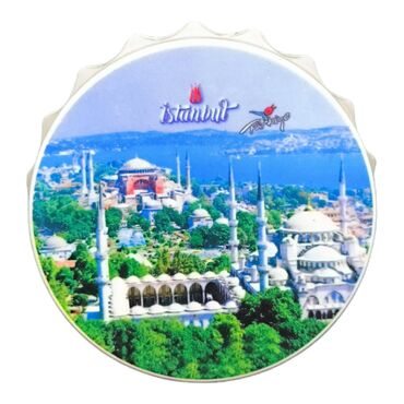 Istanbul Themed Customised UV Printed Bottle Cap Shaped Plastic Base Bottle Opener 58x15 mm - 9