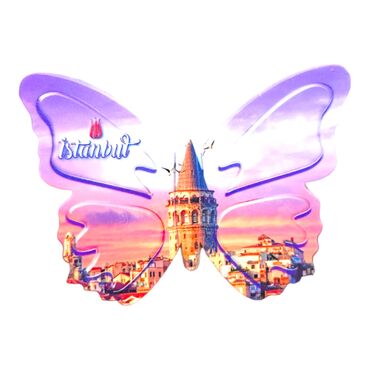 Istanbul Themed Customised UV Printed Plastic Base Butterfly Shaped Fridge Magnet 80x58 mm - 7