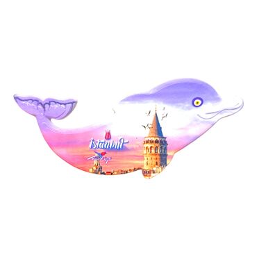 Istanbul Themed Customised UV Printed Plastic Base Dolphin Shaped Fridge Magnet 110x50 mm - 6