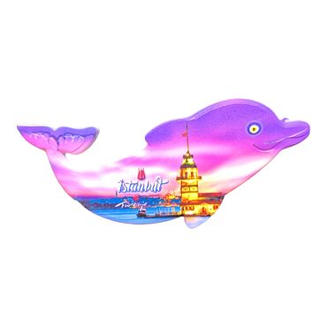 Istanbul Themed Customised UV Printed Plastic Base Dolphin Shaped Fridge Magnet 110x50 mm - 7