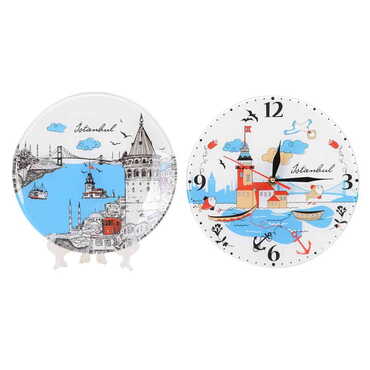 Istanbul Themed Decorative Custom Print Glass Wall Watch 25 Cm - 4