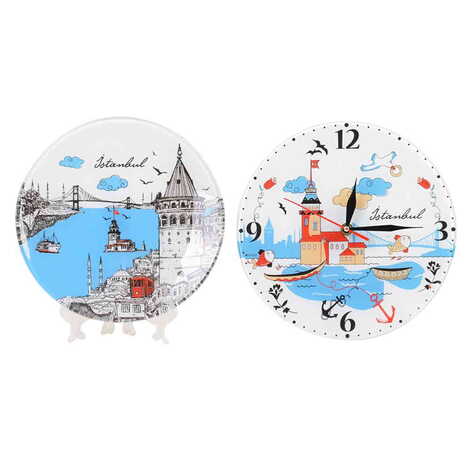 Istanbul Themed Decorative Custom Print Glass Wall Watch 25 Cm - 4