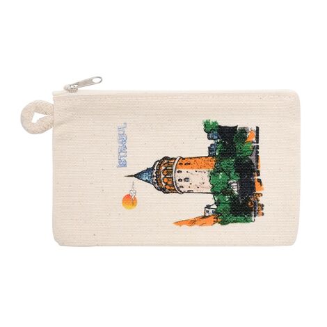 Istanbul Themed Digital Printed Kanvas Purse 14,5x20 cm - 8