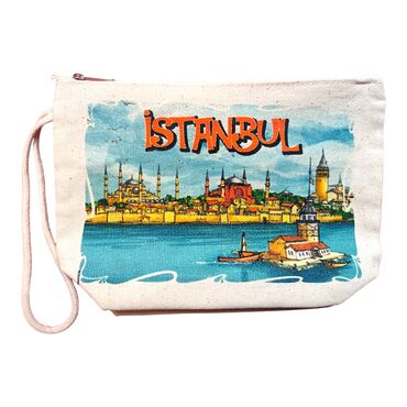 Istanbul Themed Digital Printed Kanvas Purse 14,5x20 cm - 15