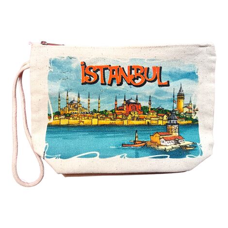 Istanbul Themed Digital Printed Kanvas Purse 14,5x20 cm - 15