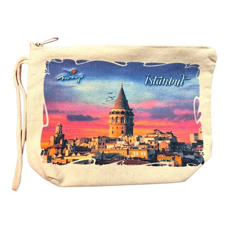 Istanbul Themed Digital Printed Kanvas Purse 14,5x20 cm - 16