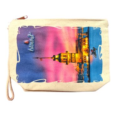 Istanbul Themed Digital Printed Kanvas Purse 14,5x20 cm - 17