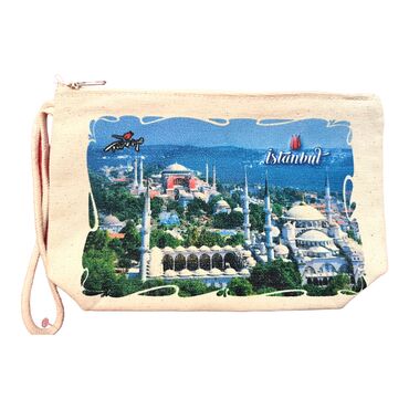 Istanbul Themed Digital Printed Kanvas Purse 14,5x20 cm - 19