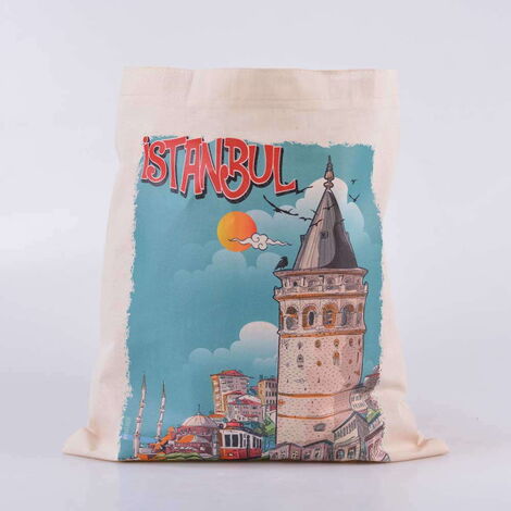 Istanbul Themed Digital Printed Tote Bag 35x40 cm - 3