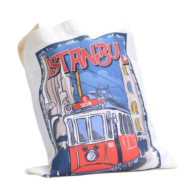 Istanbul Themed Digital Printed Tote Bag 35x40 cm - 4