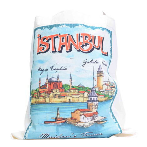 Istanbul Themed Digital Printed Tote Bag 35x40 cm - 6