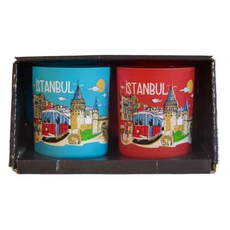 Istanbul Themed Dual Glass Mug Set - 10