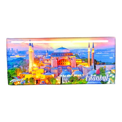 Istanbul Themed Epoxy Dome Mini Panoramic Souvenir Fridge Magnet 85x35 mm - 4