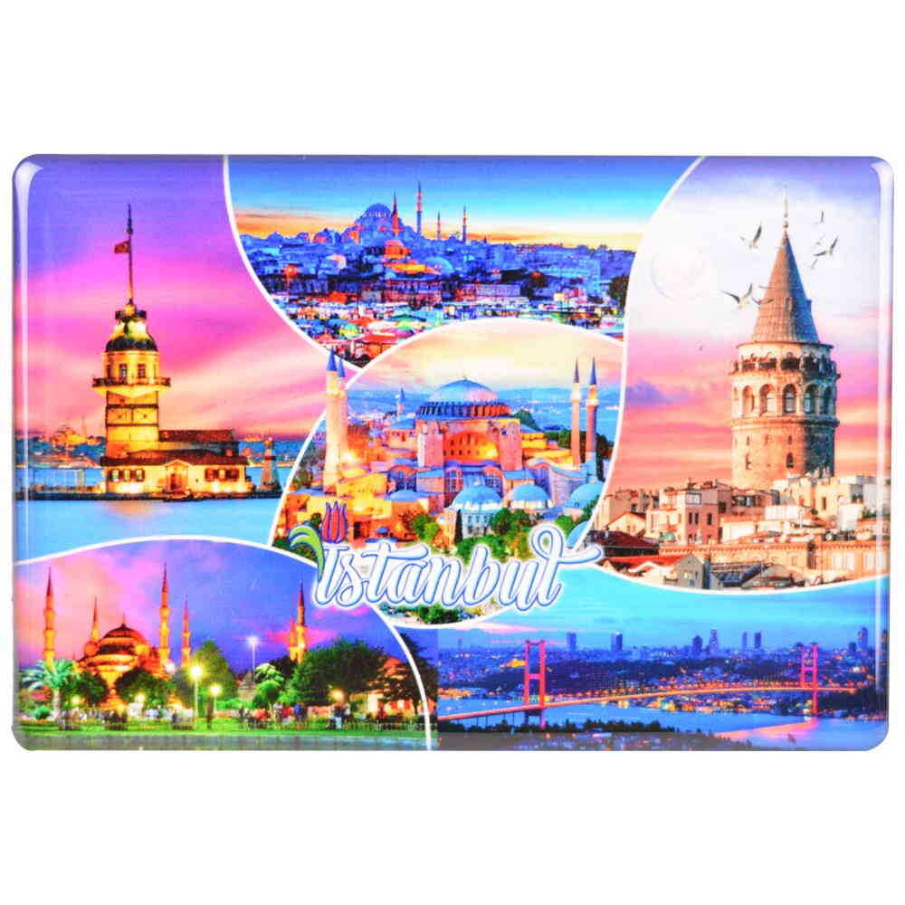 Buy Istanbul Themed Epoxy Dome Rectangular Souvenir Fridge Magnet 95x65 ...