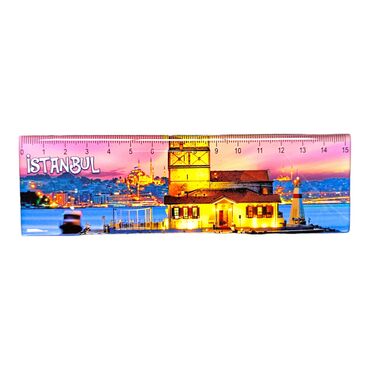 Istanbul Themed Epoxy Dome Souvenir Magnetic Ruler Magnet 165x50 mm - 3