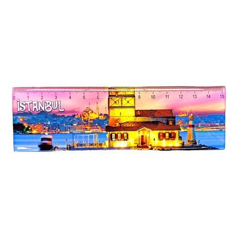 Istanbul Themed Epoxy Dome Souvenir Magnetic Ruler Magnet 165x50 mm - 3