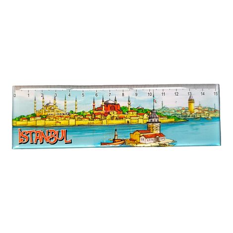 Istanbul Themed Epoxy Dome Souvenir Magnetic Ruler Magnet 165x50 mm - 4