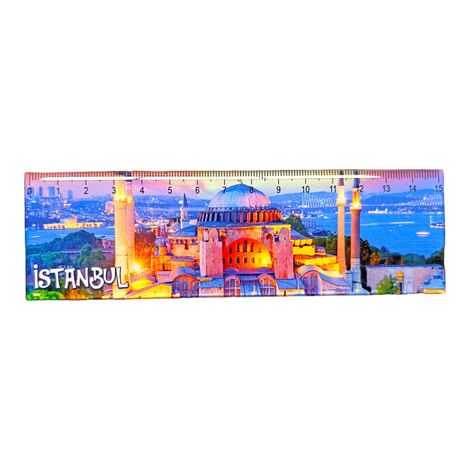 Istanbul Themed Epoxy Dome Souvenir Magnetic Ruler Magnet 165x50 mm - 6