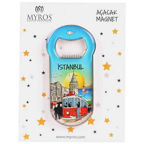 Istanbul Themed Metal Backing Carded Opener Magnet - 9