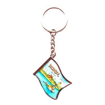 Istanbul Themed Metal Flag Shaped Keychain 40x105 mm - 4