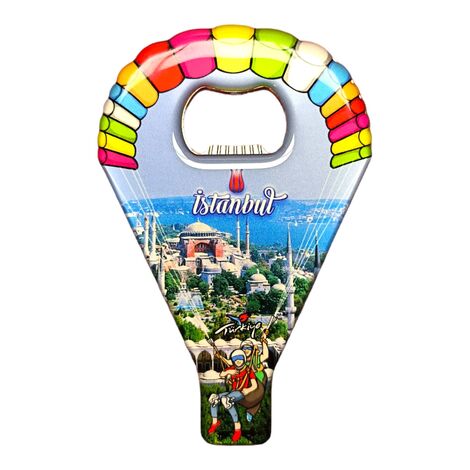 Istanbul Themed Parachute Shaped Metal Magnetic Opener 113x75 mm - 6