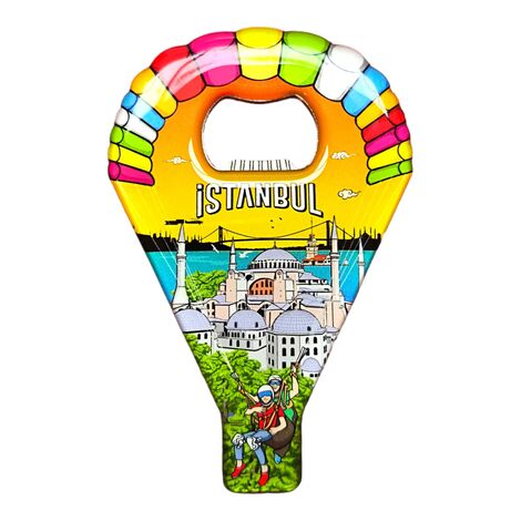 Istanbul Themed Parachute Shaped Metal Magnetic Opener 113x75 mm - 9