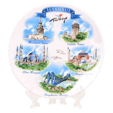 Istanbul Themed Polyester Decorative Plate 20 Cm - Myros