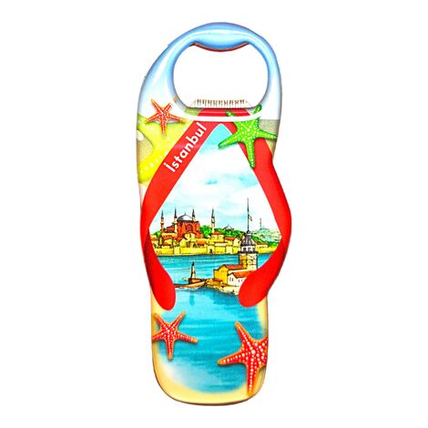 Istanbul Themed Slipper Shaped Metal Magnetic Bottle Opener 110x45 mm - 4