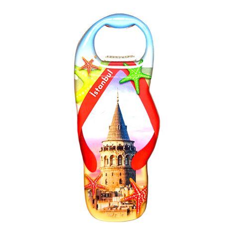 Istanbul Themed Slipper Shaped Metal Magnetic Bottle Opener 110x45 mm - 8