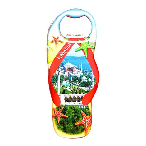 Istanbul Themed Slipper Shaped Metal Magnetic Bottle Opener 110x45 mm - 9