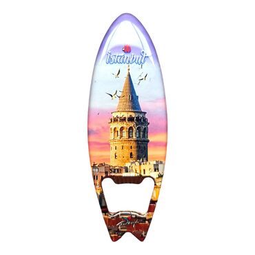 Istanbul Themed Surf Board Shaped Metal Magnetic Bottle Opener 128x45 mm - 4