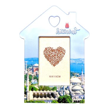 Istanbul Themed Wood Home Shaped Photograph Frame - 5