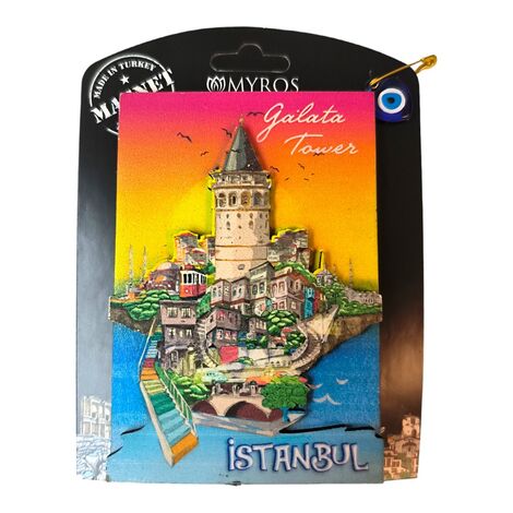 Istanbul Themed Wooden UV Printed Custom Backing Carded Fridge Magnet - 7