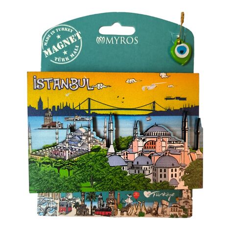 Istanbul Themed Wooden UV Printed Custom Backing Carded Fridge Magnet - 9