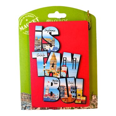 Istanbul Themed Wooden UV Printed Custom Backing Carded Fridge Magnet - 10