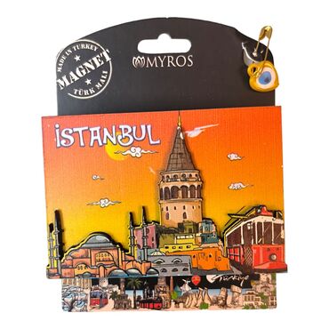 Istanbul Themed Wooden UV Printed Custom Backing Carded Fridge Magnet - 11