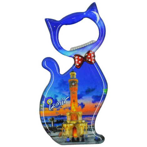 Toptan İzmir Temalı Myros Metal Kedi Açacak Magnet 97x48 mm - 4