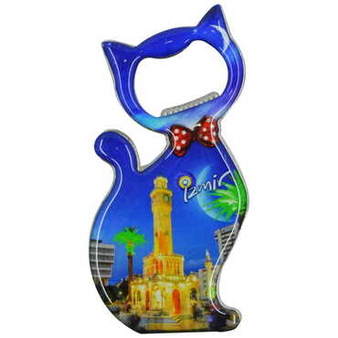 Toptan İzmir Temalı Myros Metal Kedi Açacak Magnet 97x48 mm - 5