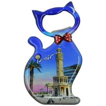 Toptan İzmir Temalı Myros Metal Kedi Açacak Magnet 97x48 mm - 7