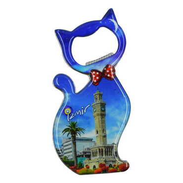 Toptan İzmir Temalı Myros Metal Kedi Açacak Magnet 97x48 mm - 8