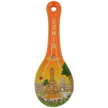 Izmir Themed Ceramic Orange Spoon Rest - Myros