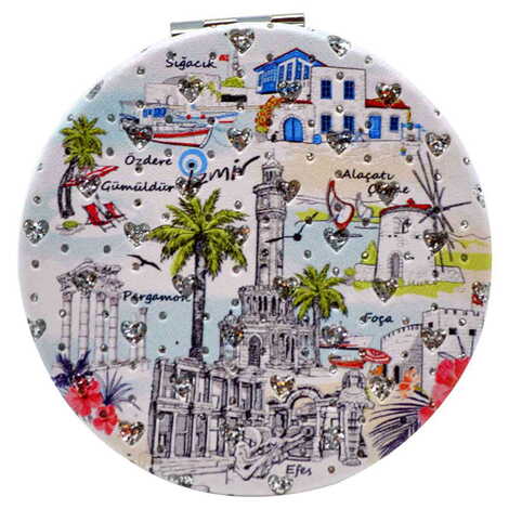 Izmir Themed Custom Printed Round Pocket Mirror - 7