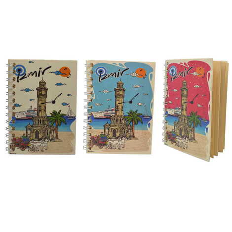 Izmir Themed Custom Printed Wood Cover Notebook 90X140 Mm - 4